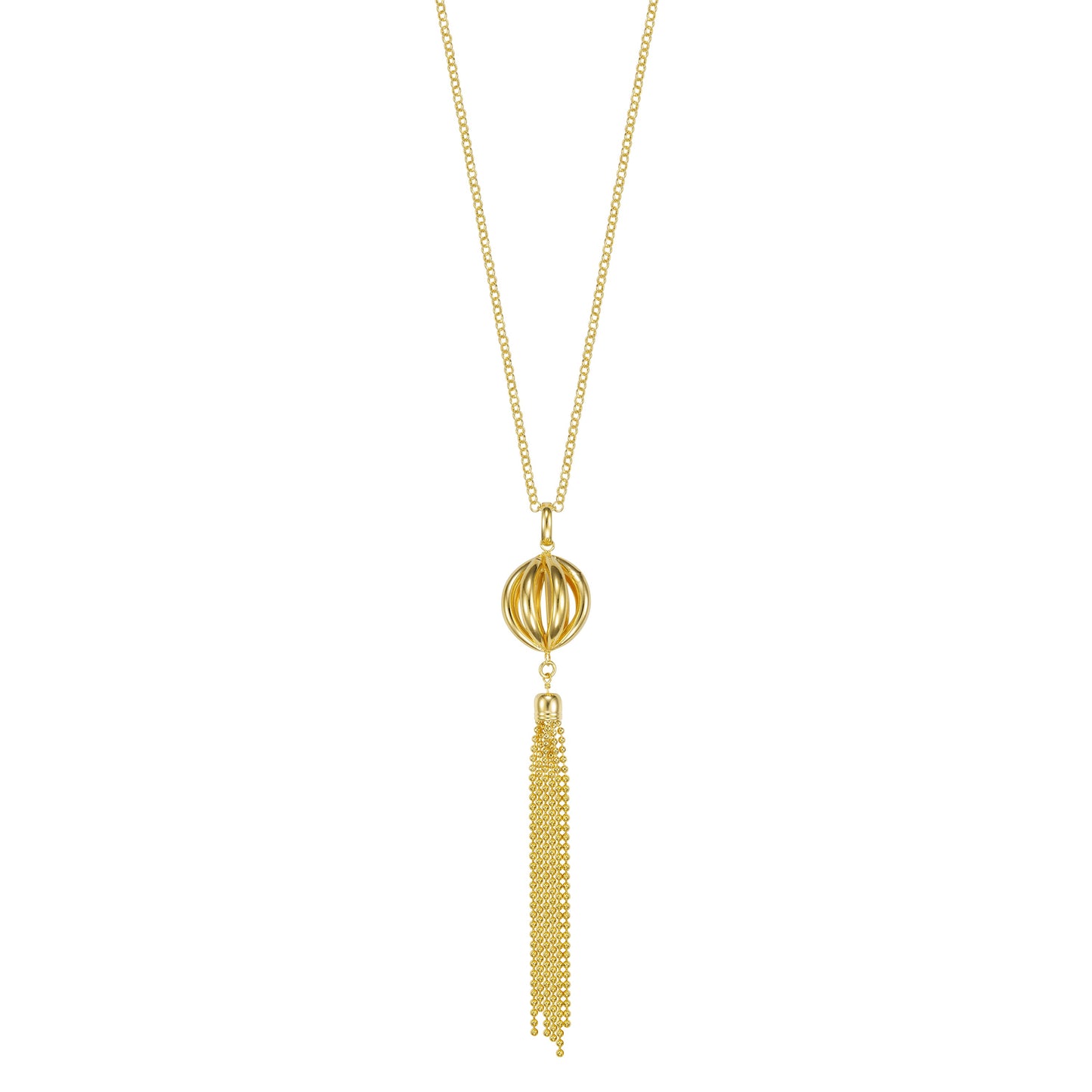 34" Large Yellow Gold Bead with Tassel Necklace