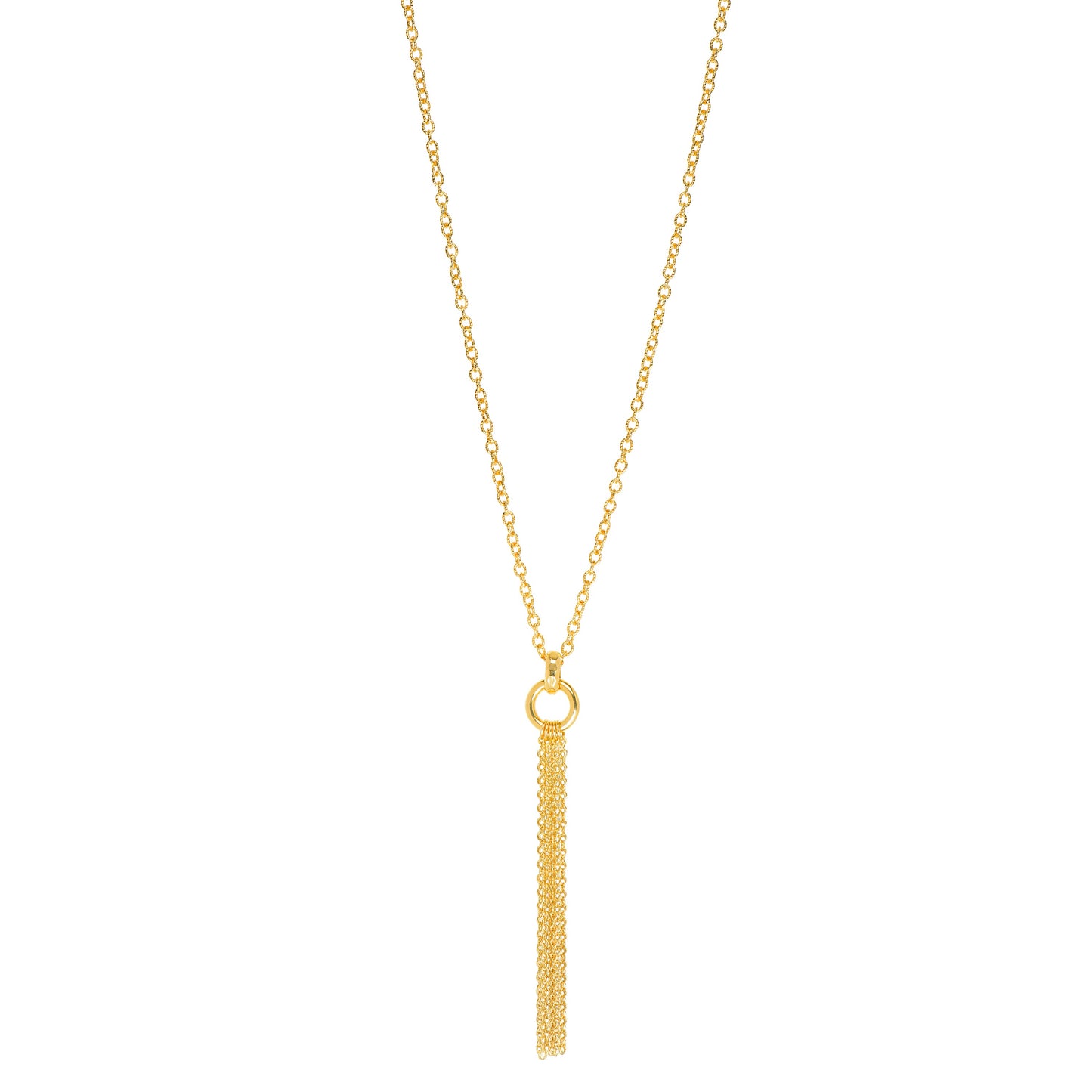 30" Diamond cut Rolo Link Necklace with Tassel Pendant