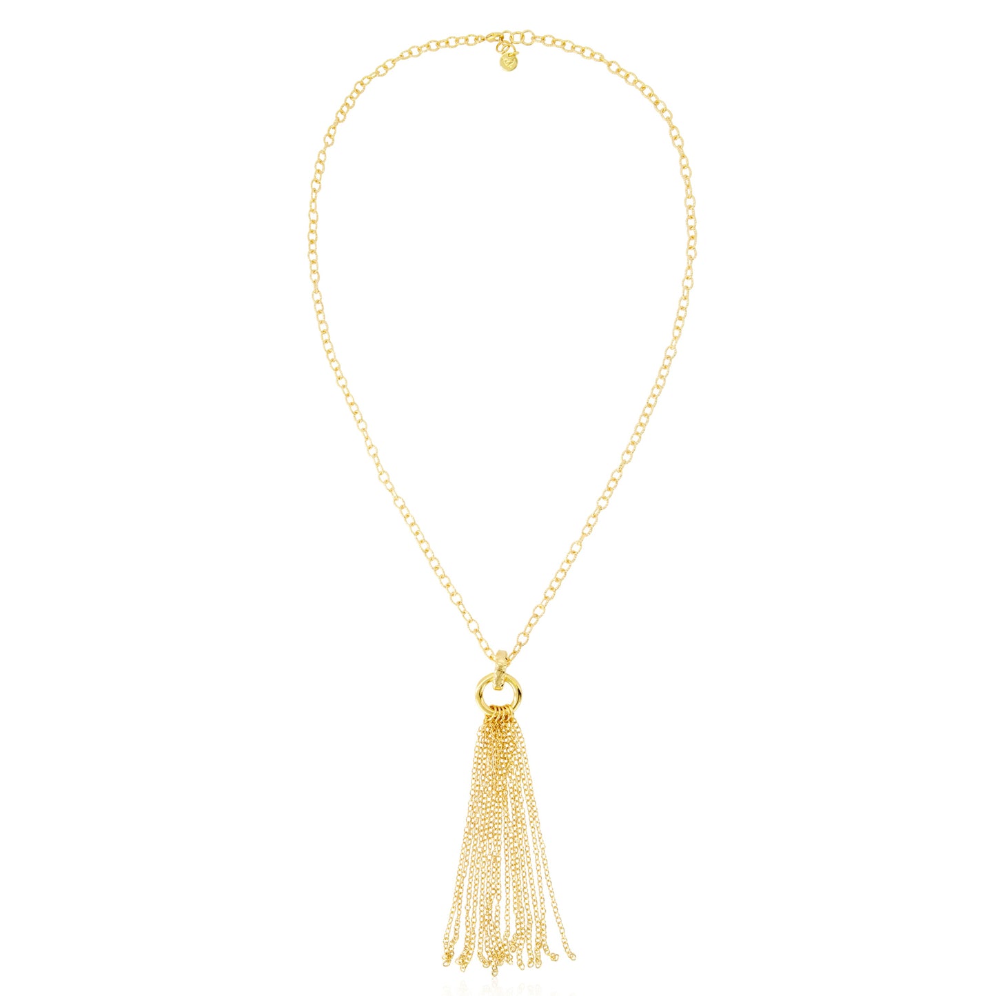 30" Diamond cut Rolo Link Necklace with Tassel Pendant