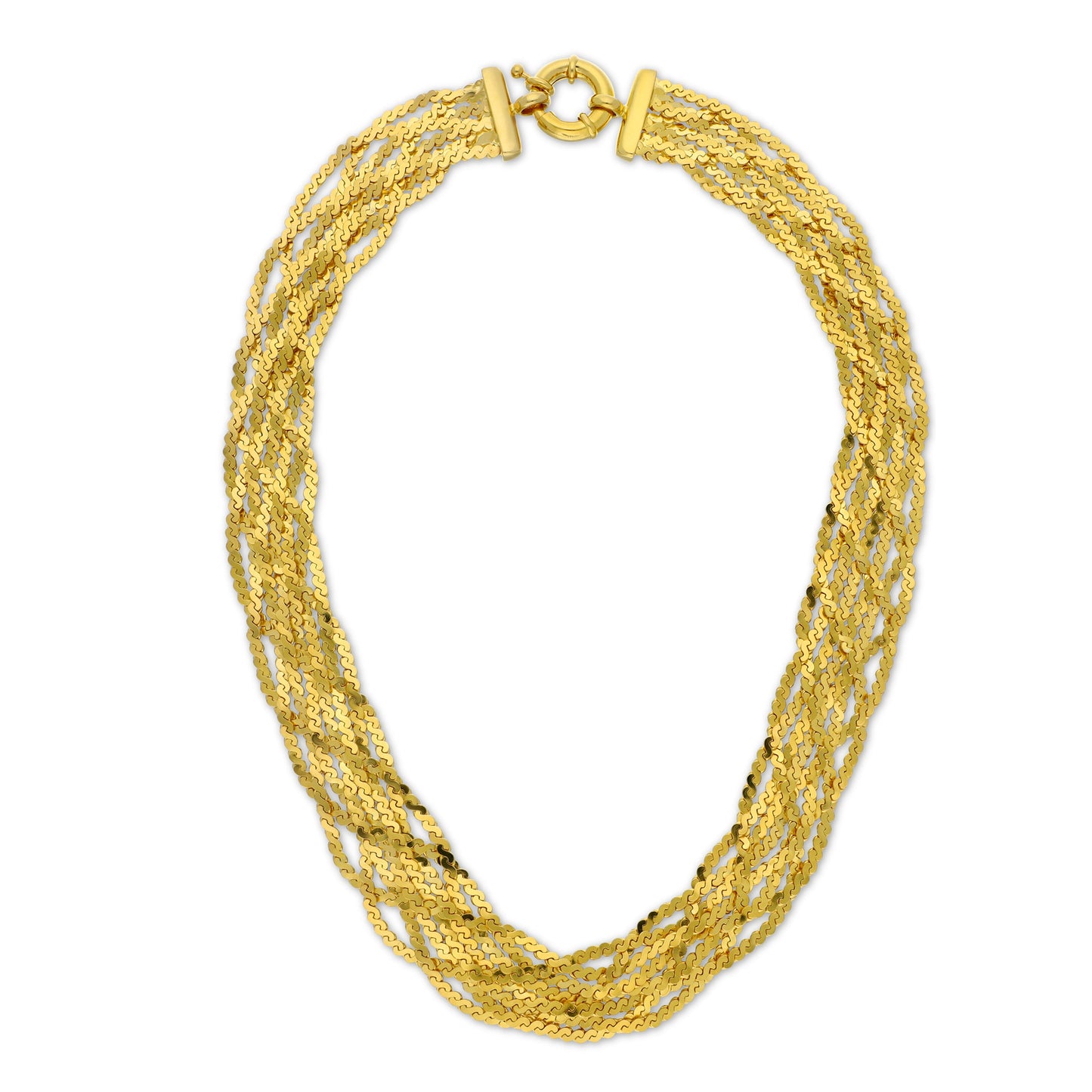 7 Strand Diamond Cut Braided Necklace