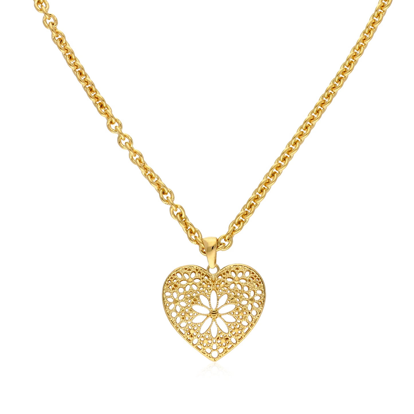Filigree Yellow Heart Pendant & Chain