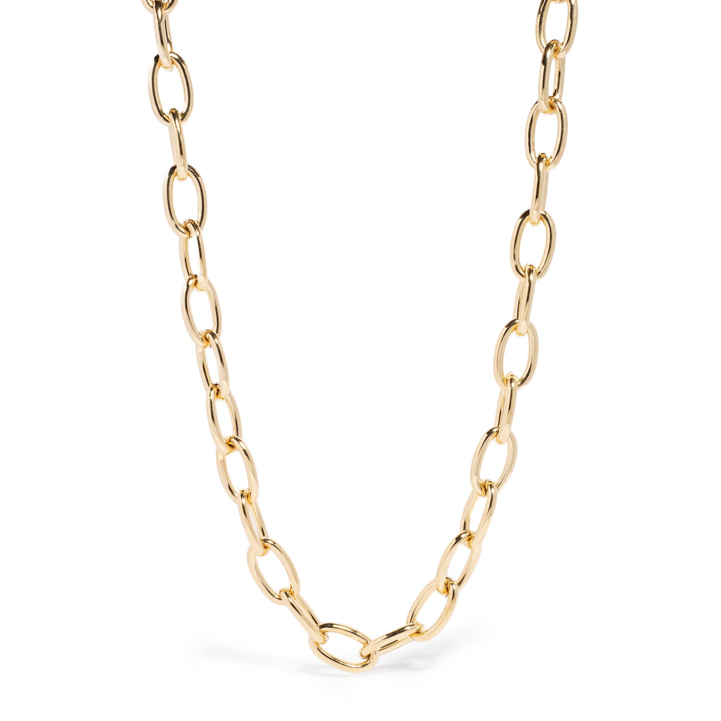 Yellow gold 41" Long Chunky Necklace With Stationed Links