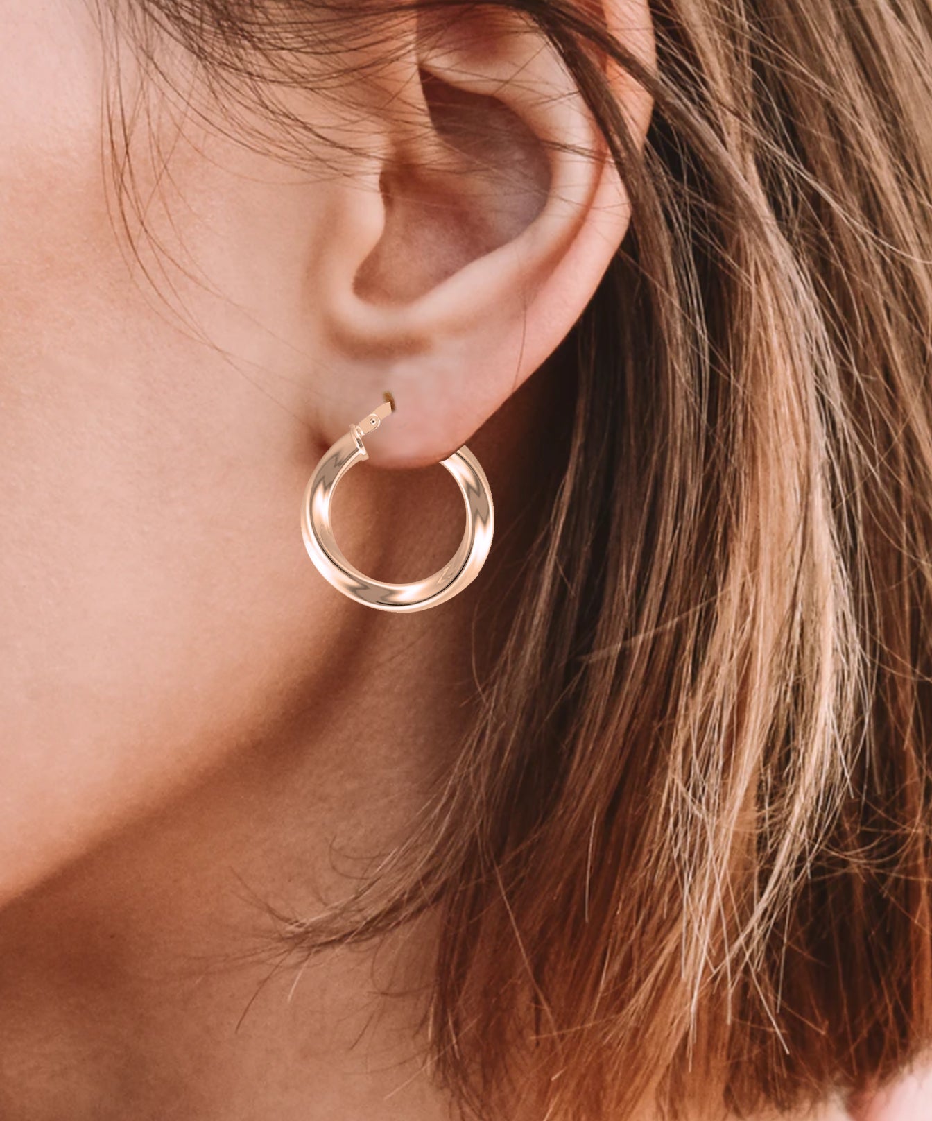 Rose Gold Twisted Round Hoop Earrings