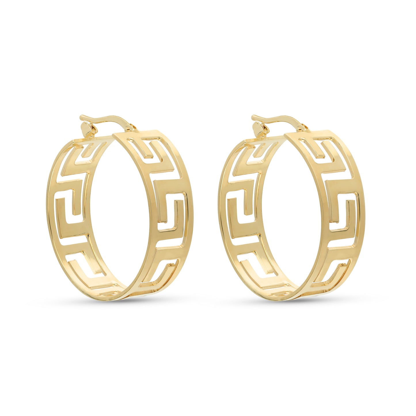 Large Greek Key Polished Hoop