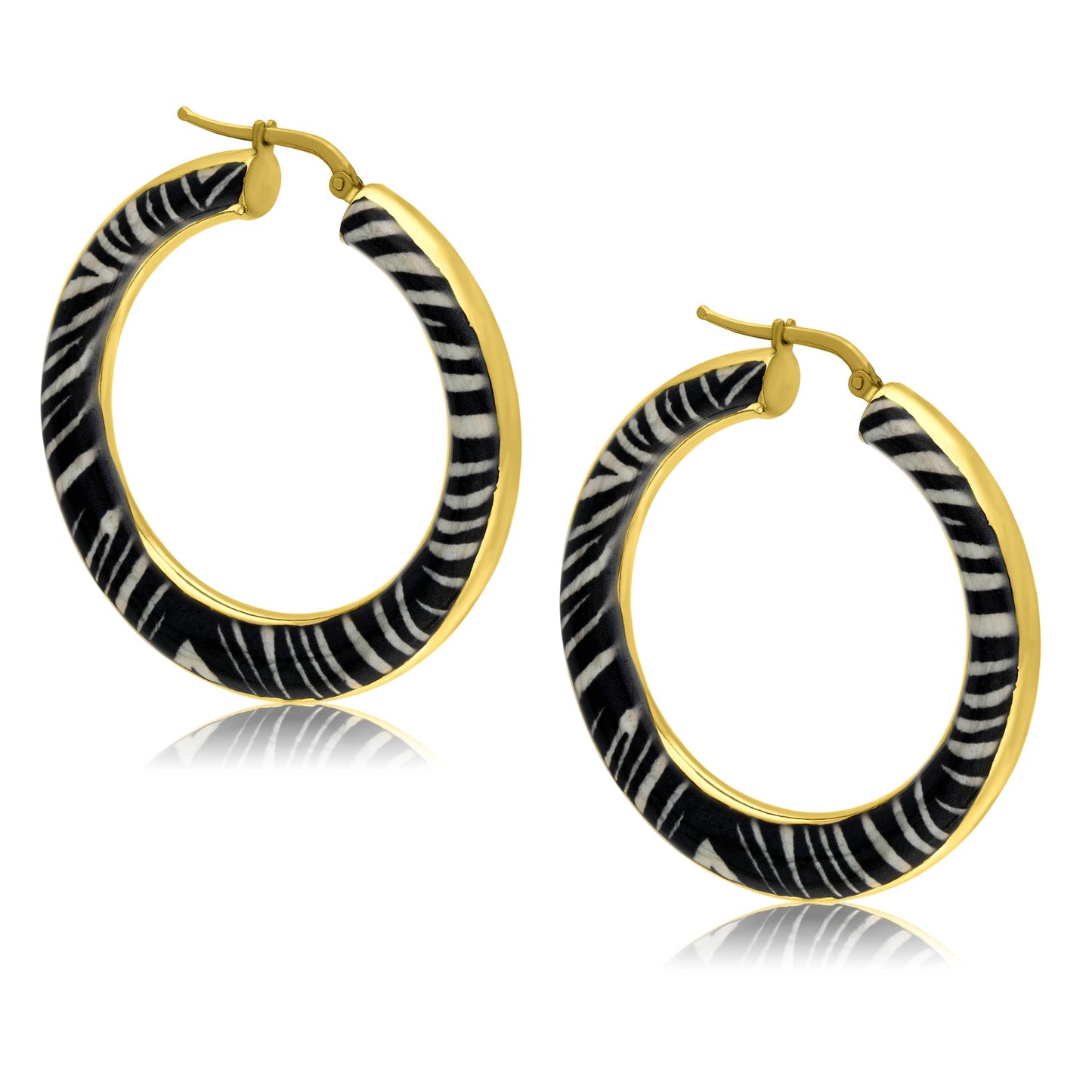 Big Graduated Zebra Enameled Hoops