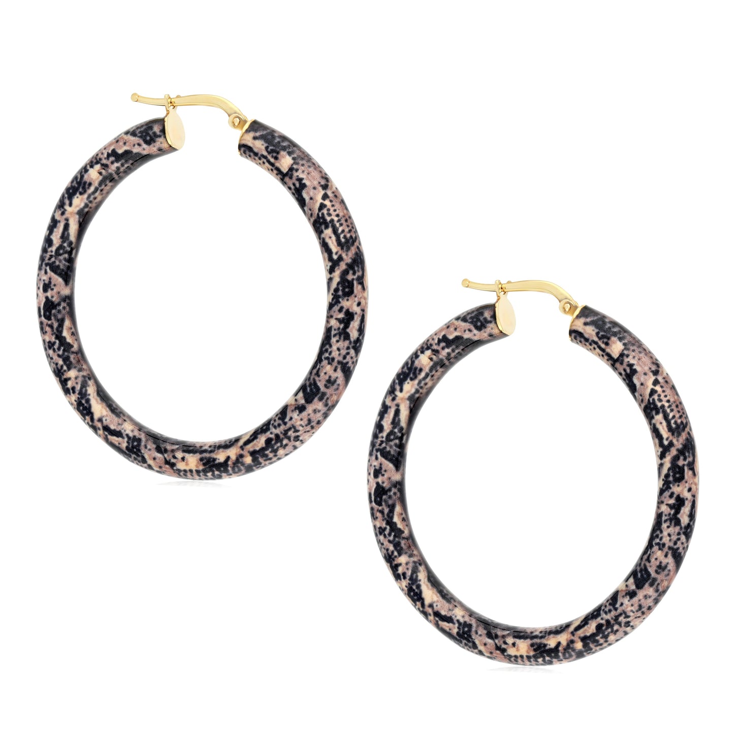 Large Leopard Enameled Hoop