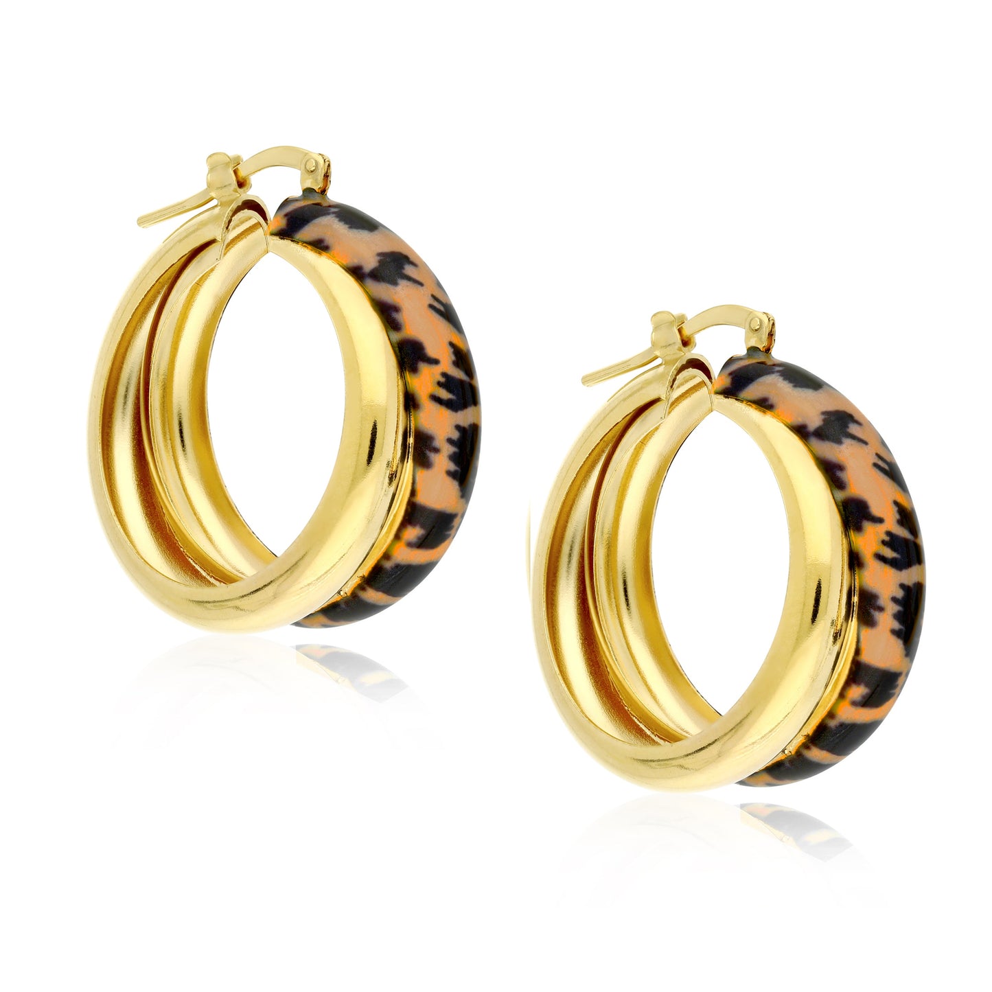Wedding Band Hoops W/ Dark Leopard Print