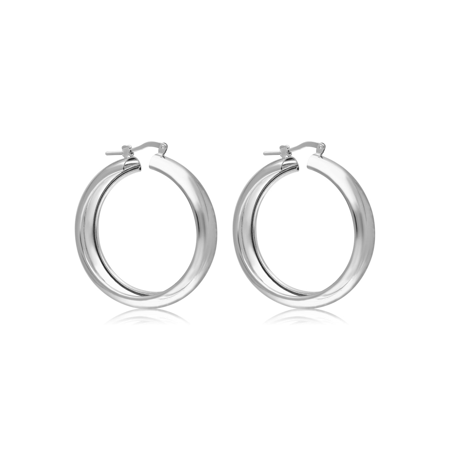 White Wedding Band Polished Hoop Earring
