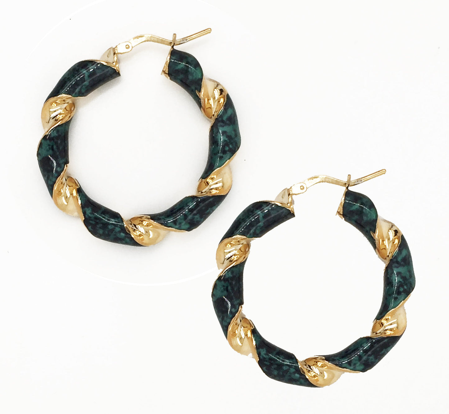 18Kt Gold Plated Light Green Enamel 33Mm Hoop