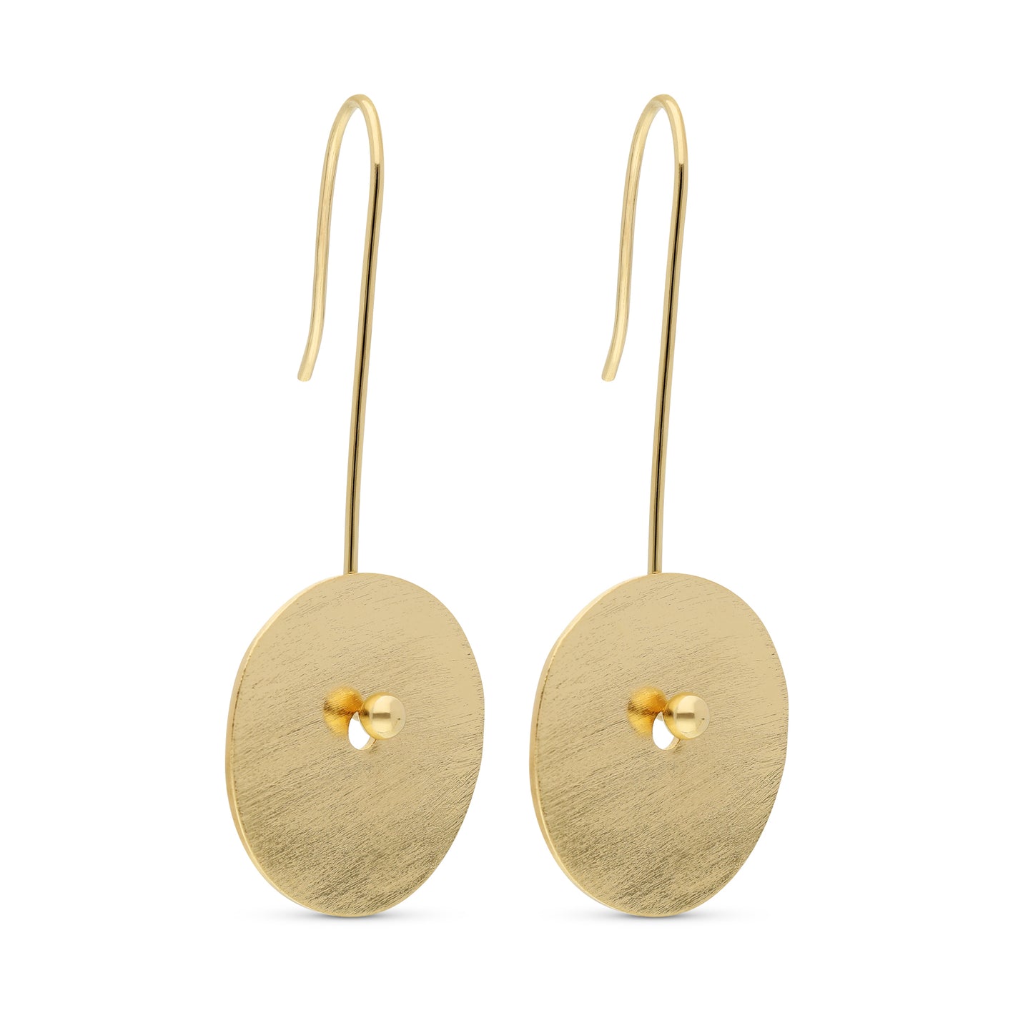 Textured Disc On Long Fishhook Earring