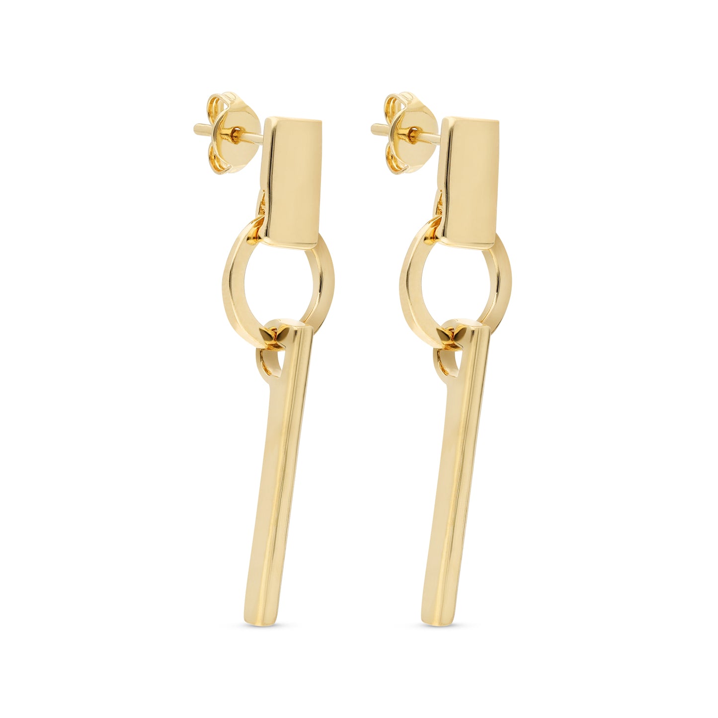 Linear Drop From Loop Stud Earrings