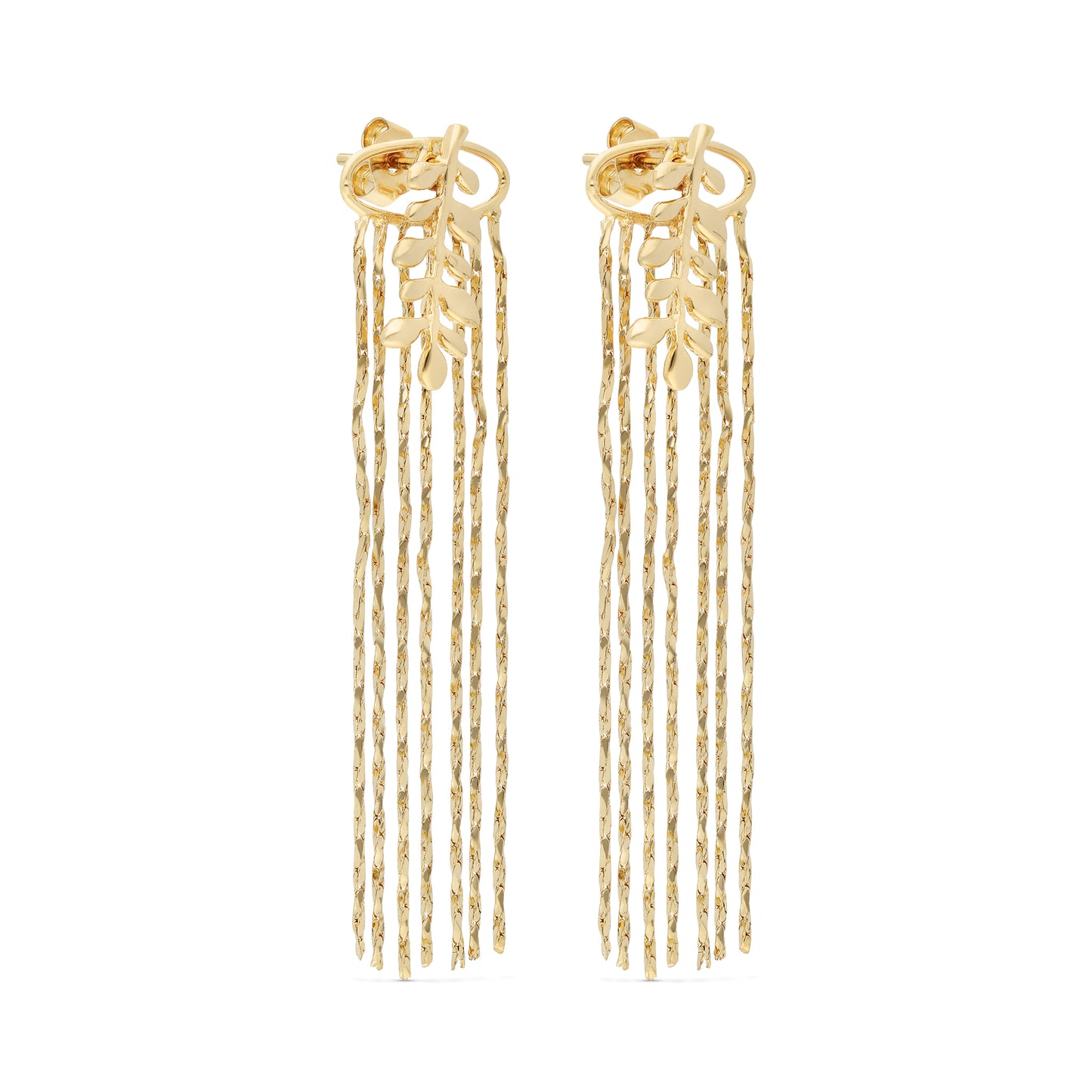 Leaf Studs With Twisted Multi Chains Jacket