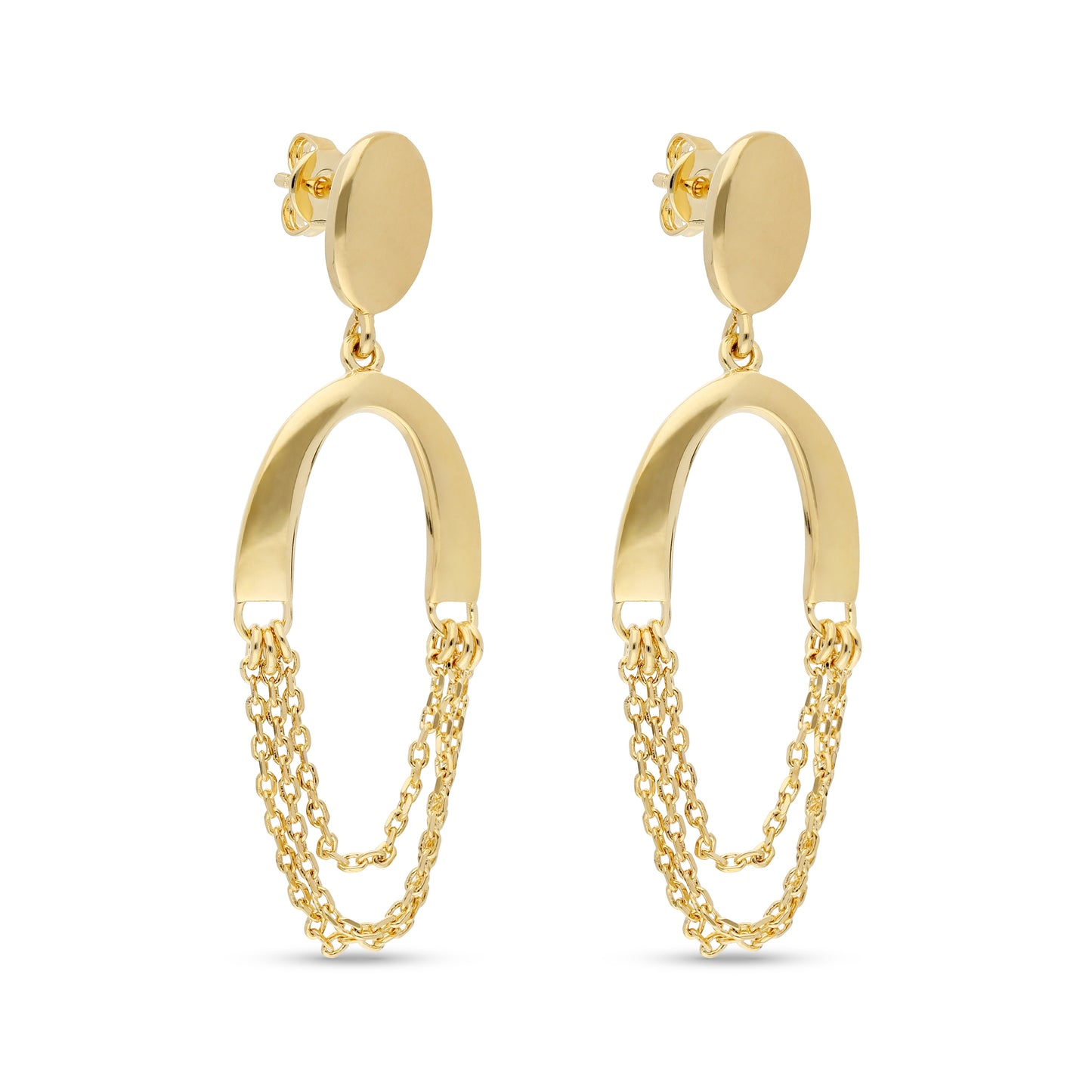 Polished Stud Drop With Dc Chains