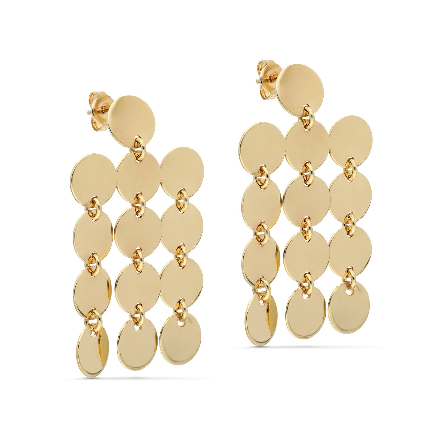 Polished Disc Chandelier Drop Stud