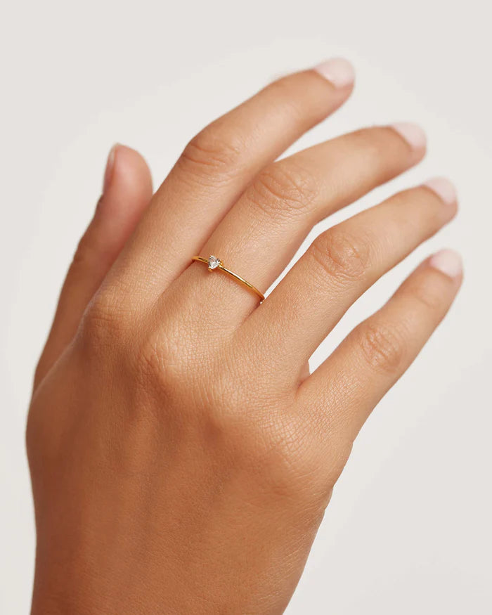 WHITE HEART GOLD/SILVER RING