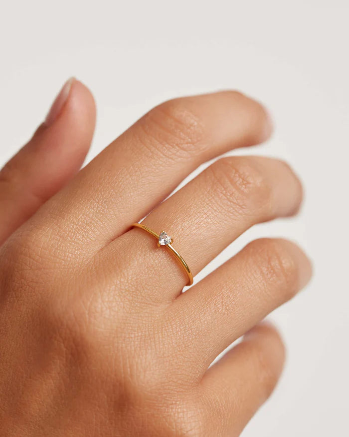 WHITE HEART GOLD/SILVER RING