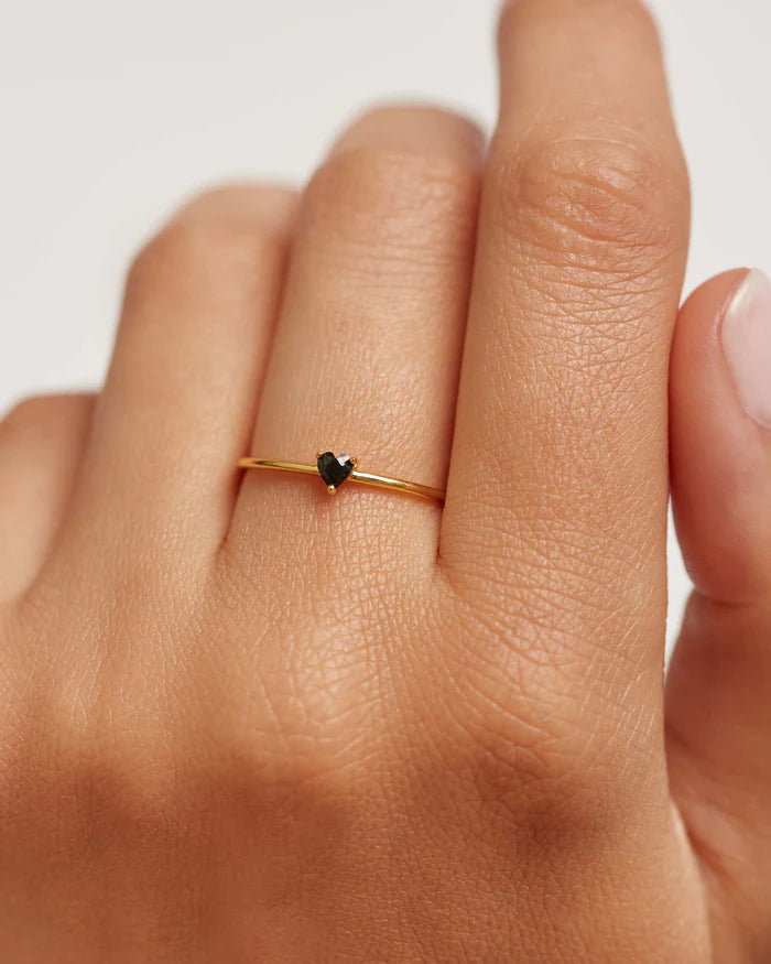 BLACK HEART GOLD/SILVER RING