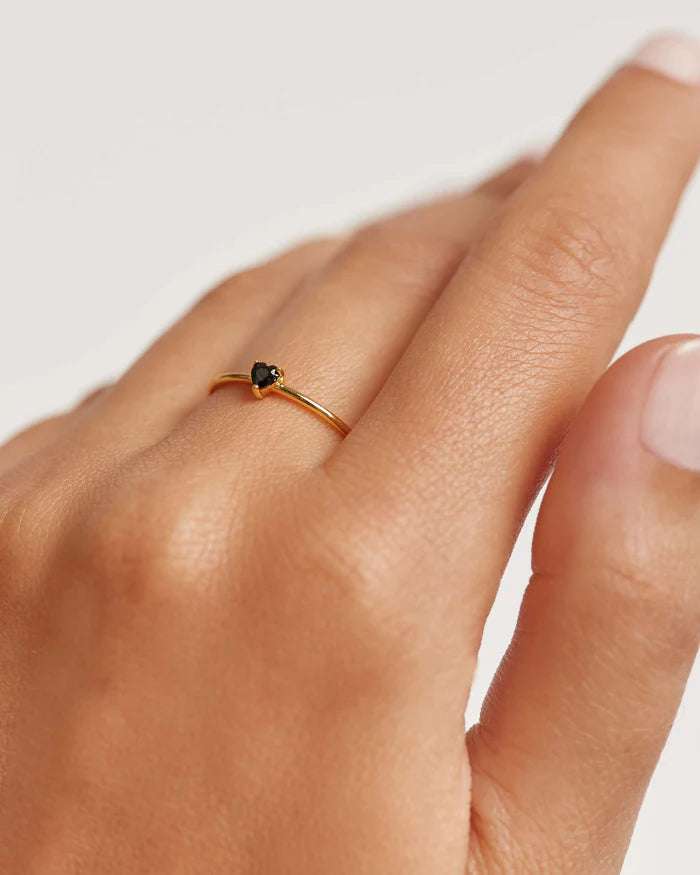 BLACK HEART GOLD/SILVER RING