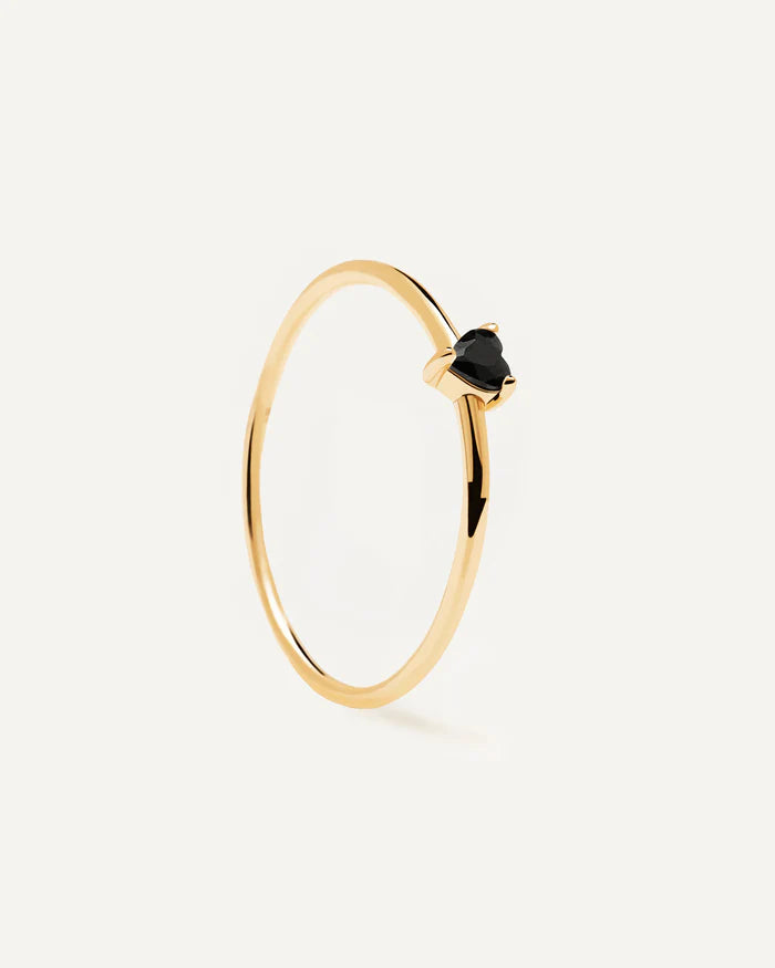 BLACK HEART GOLD/SILVER RING