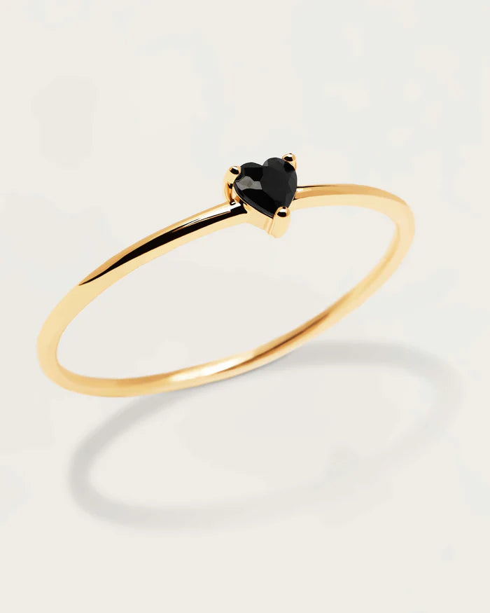 BLACK HEART GOLD/SILVER RING