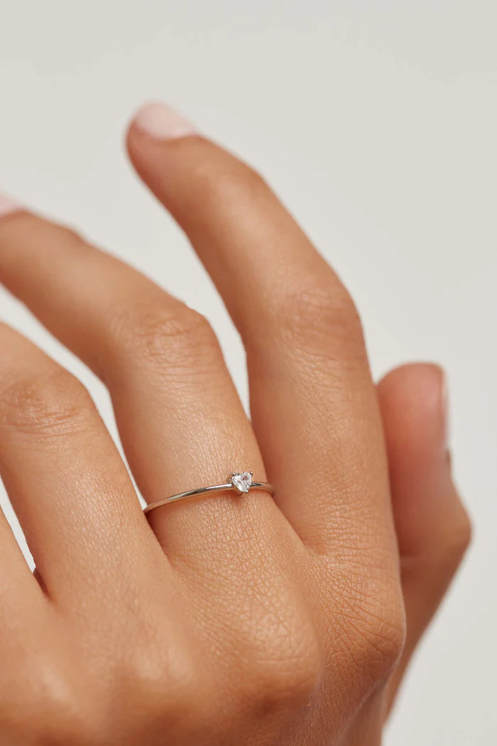 WHITE HEART GOLD/SILVER RING