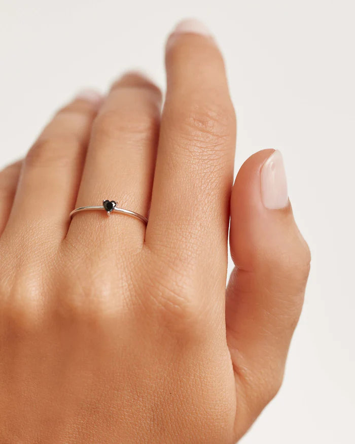 BLACK HEART GOLD/SILVER RING