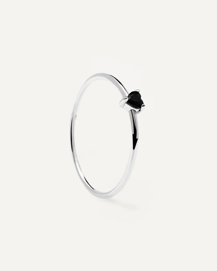 BLACK HEART GOLD/SILVER RING