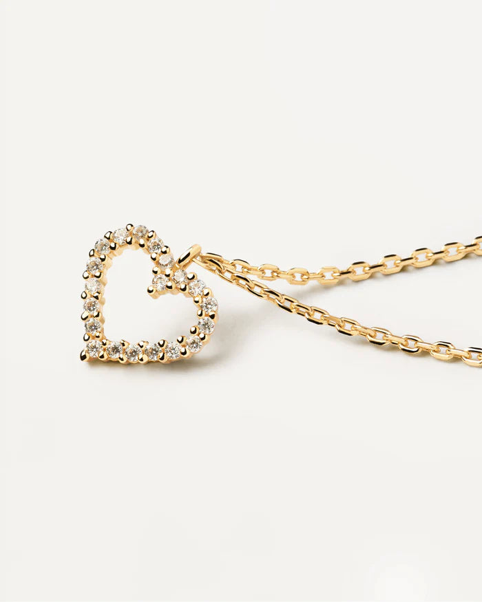WHITE HEART GOLD/SILVER NECKLACE