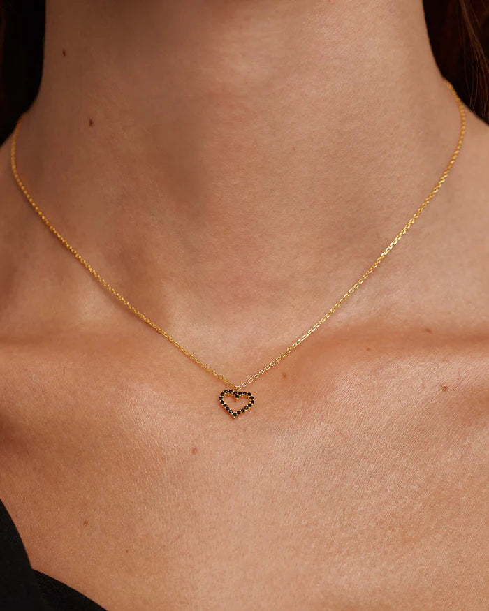 BLACK HEART GOLD/SILVER NECKLACE