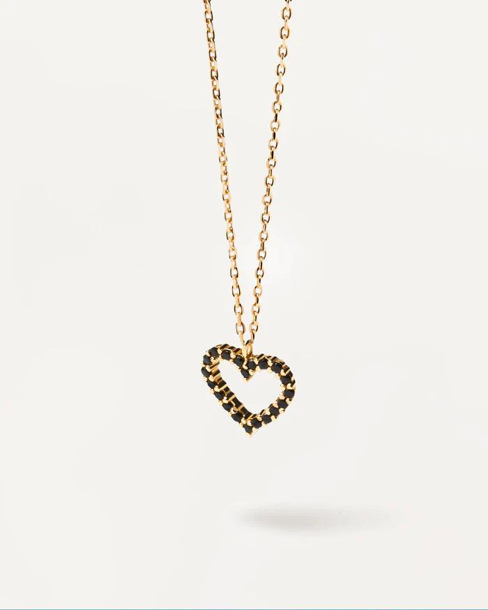 BLACK HEART GOLD/SILVER NECKLACE
