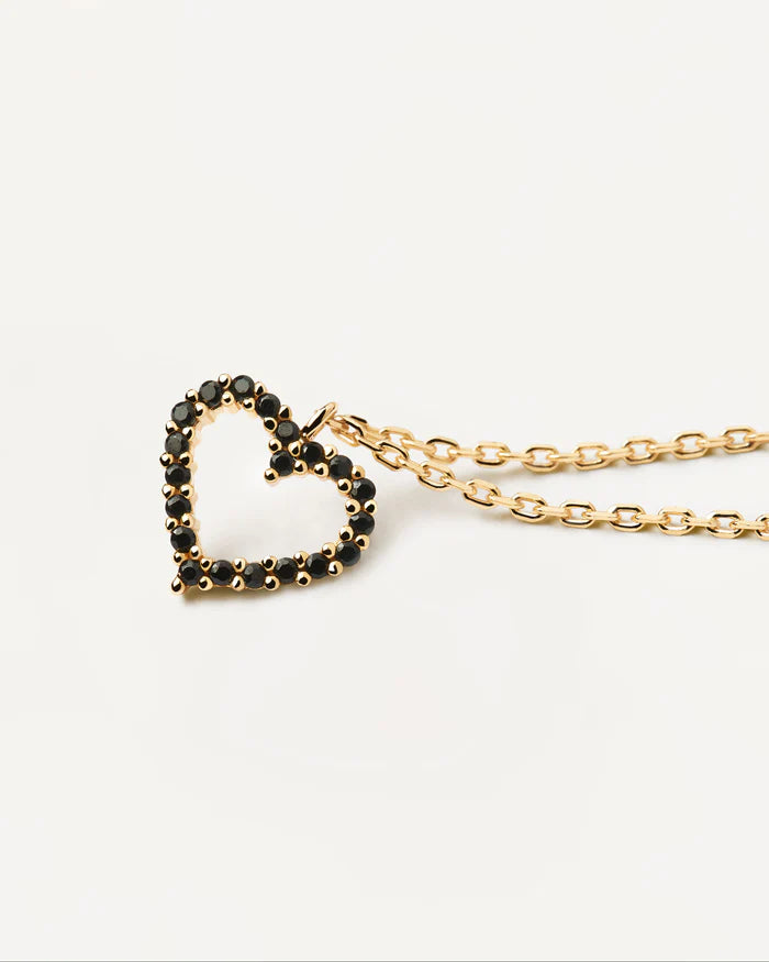 BLACK HEART GOLD/SILVER NECKLACE