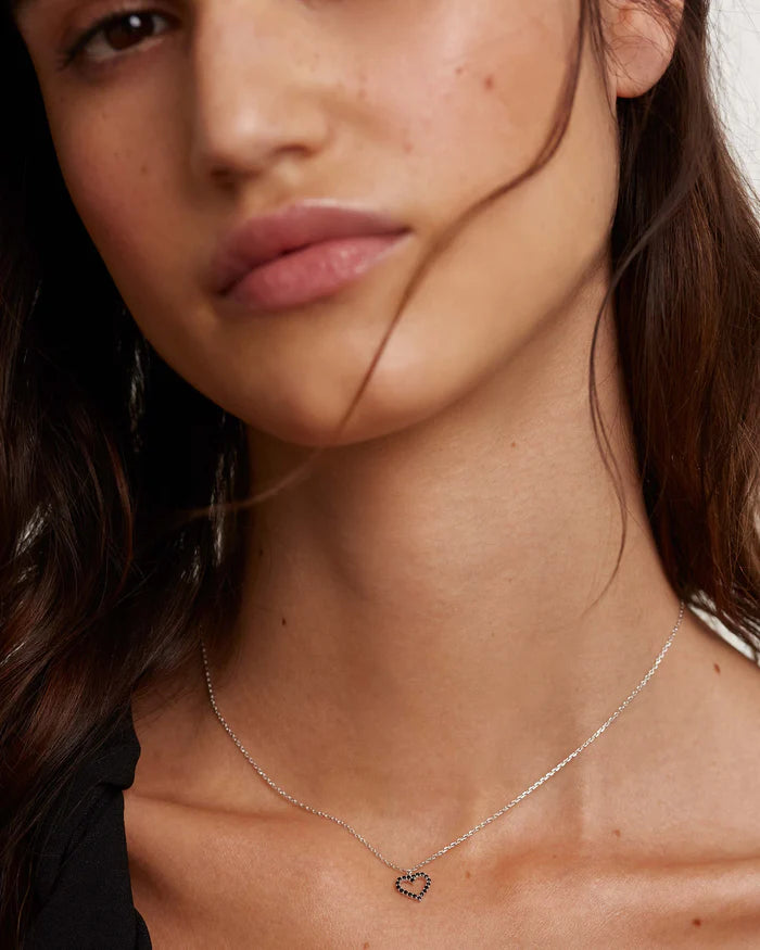 BLACK HEART GOLD/SILVER NECKLACE