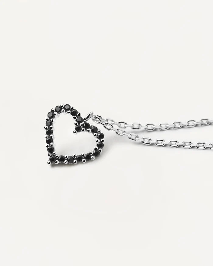 BLACK HEART GOLD/SILVER NECKLACE