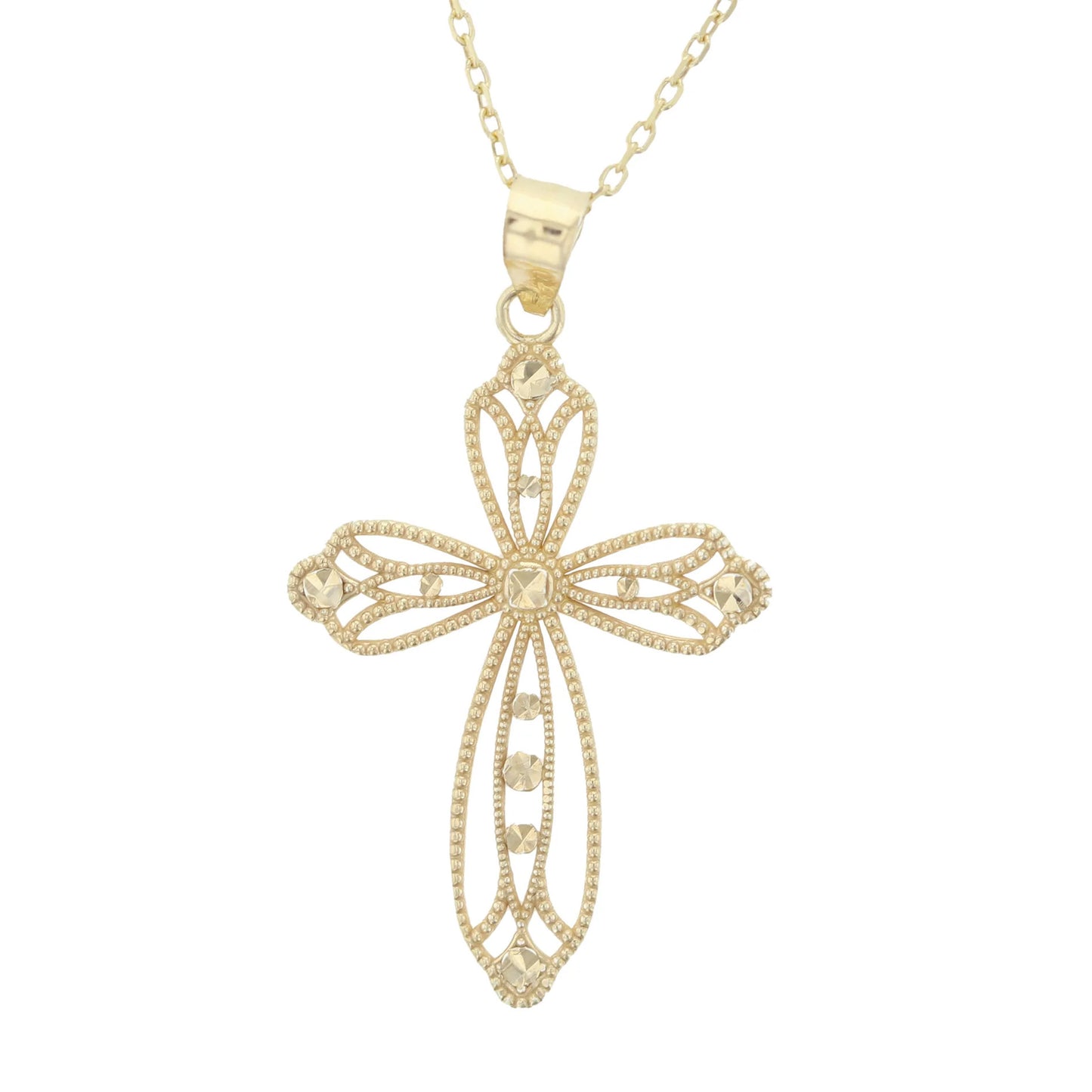 Gold Plated Sterling Silver Filigree Cross Necklace