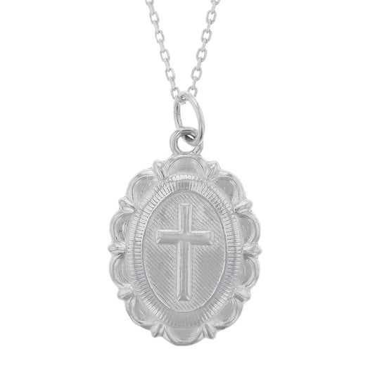 Sterling Silver Cross Medalion Necklace