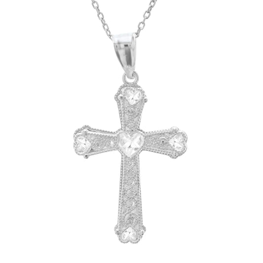 Sterling Silver Diamond Cut Shadow Cross Necklace
