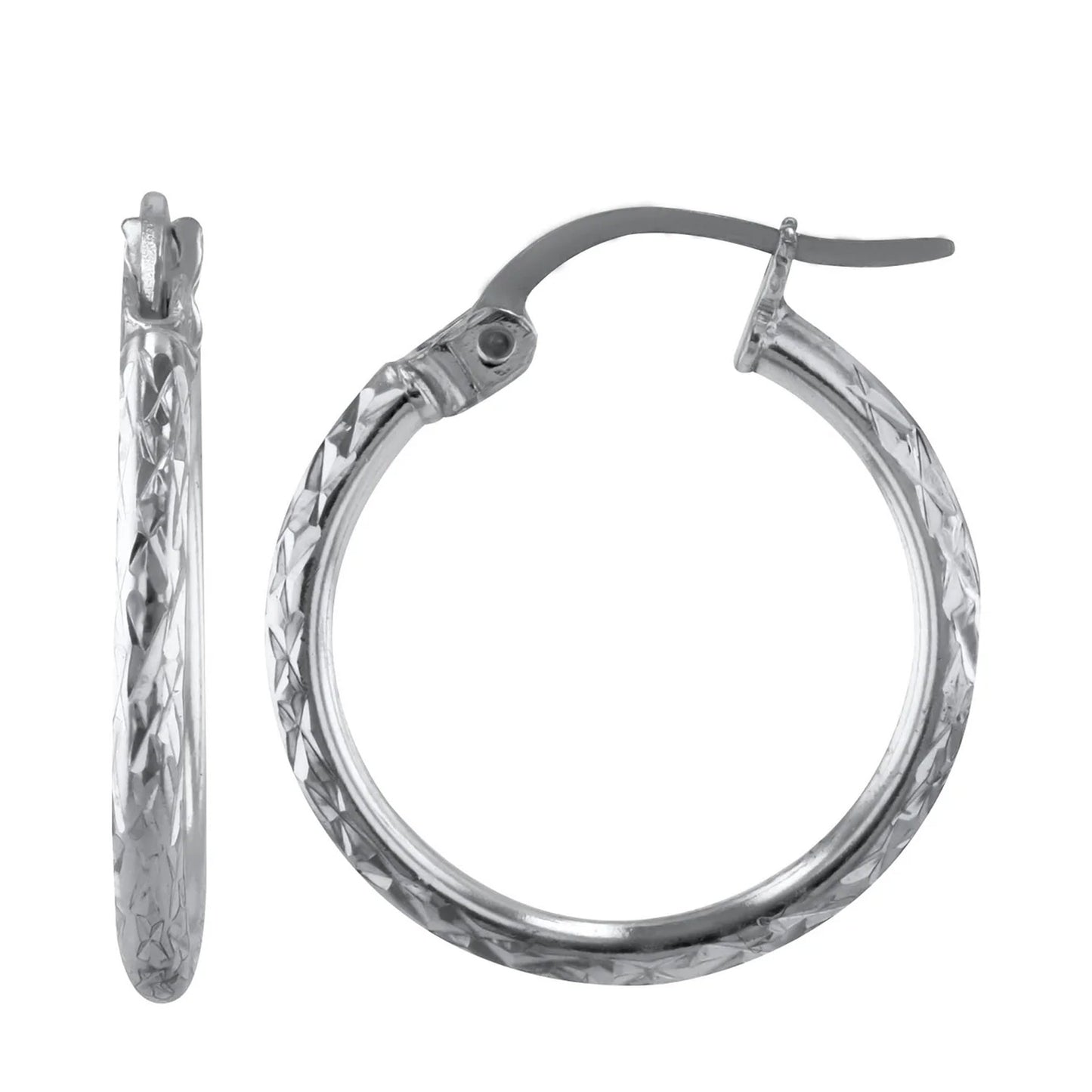 2mm x 40mm Round Diamond Cut Earrings