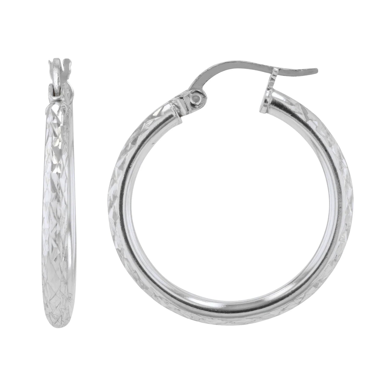 2.5mmX25mm Round Diamond Cut Tube Earrings
