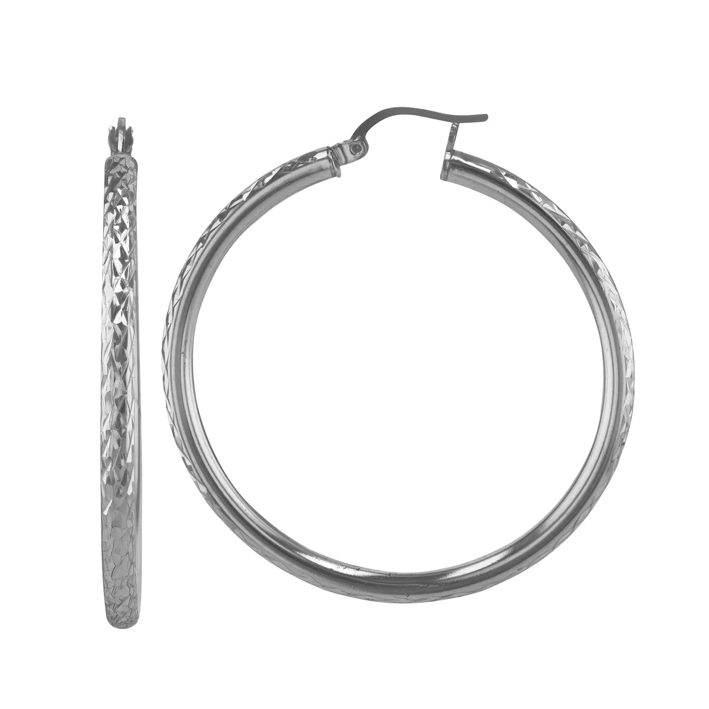 3mmx30mm Round Diamond Cut Tube Earrings