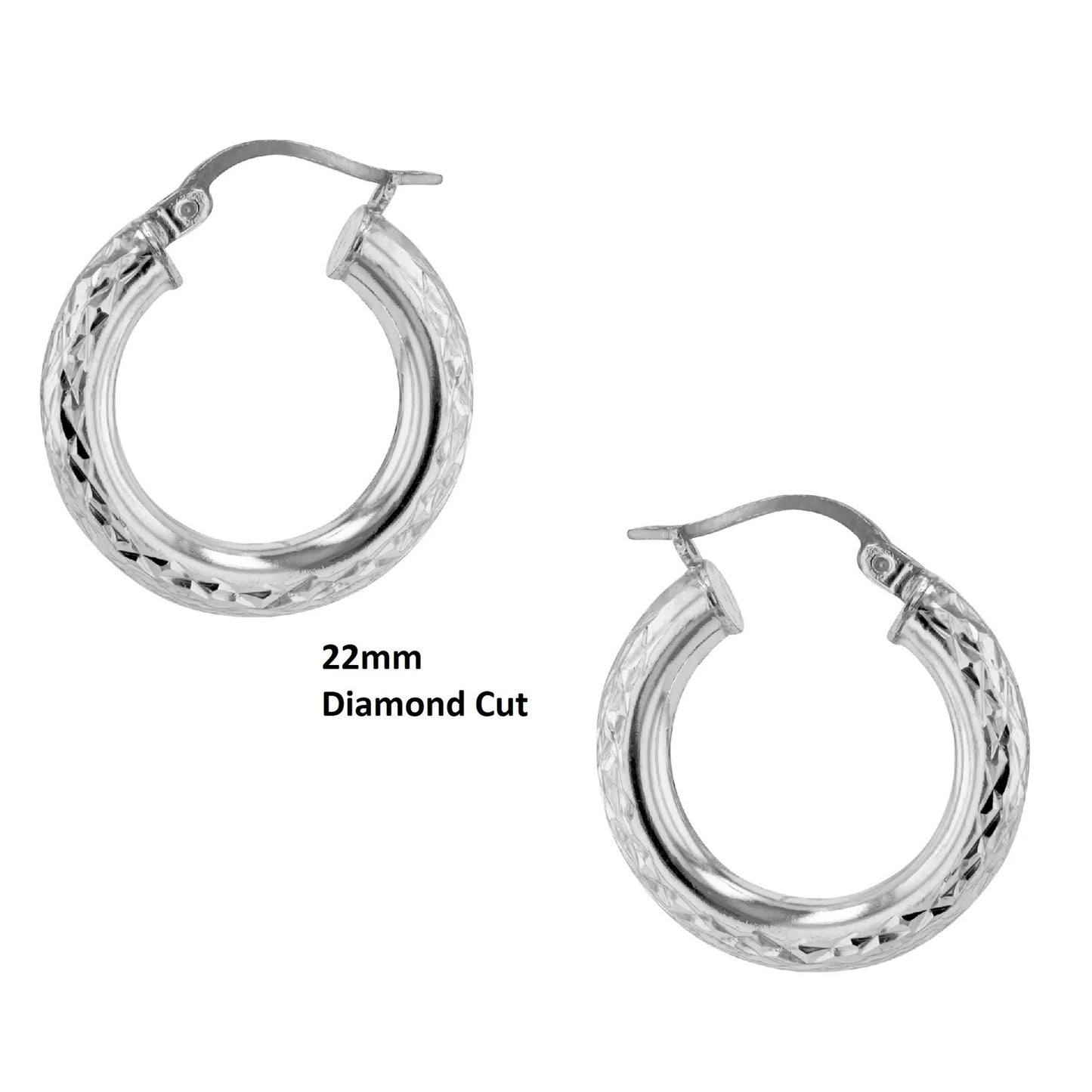 4mmx22mm Round Diamond Cut Tube Earrings