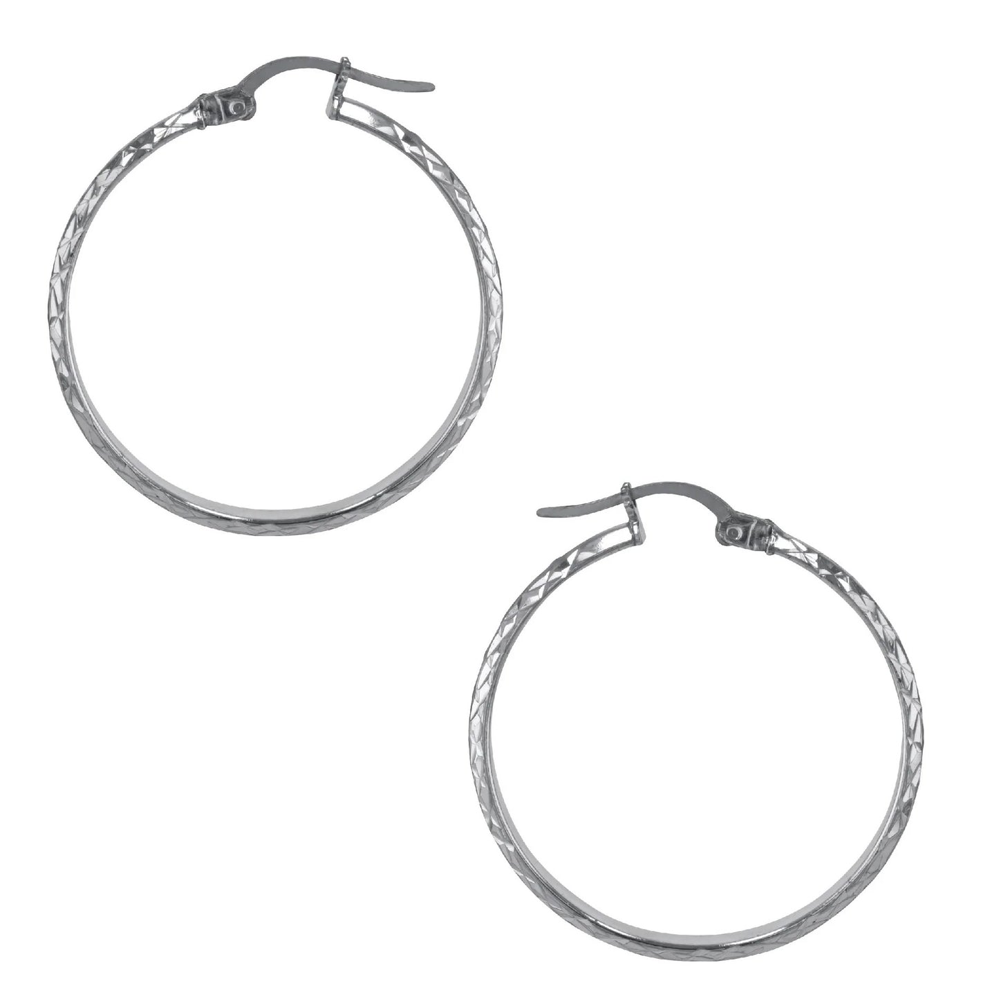 3mmX30mm D Shape Round Diamond Cut Tube Earrings