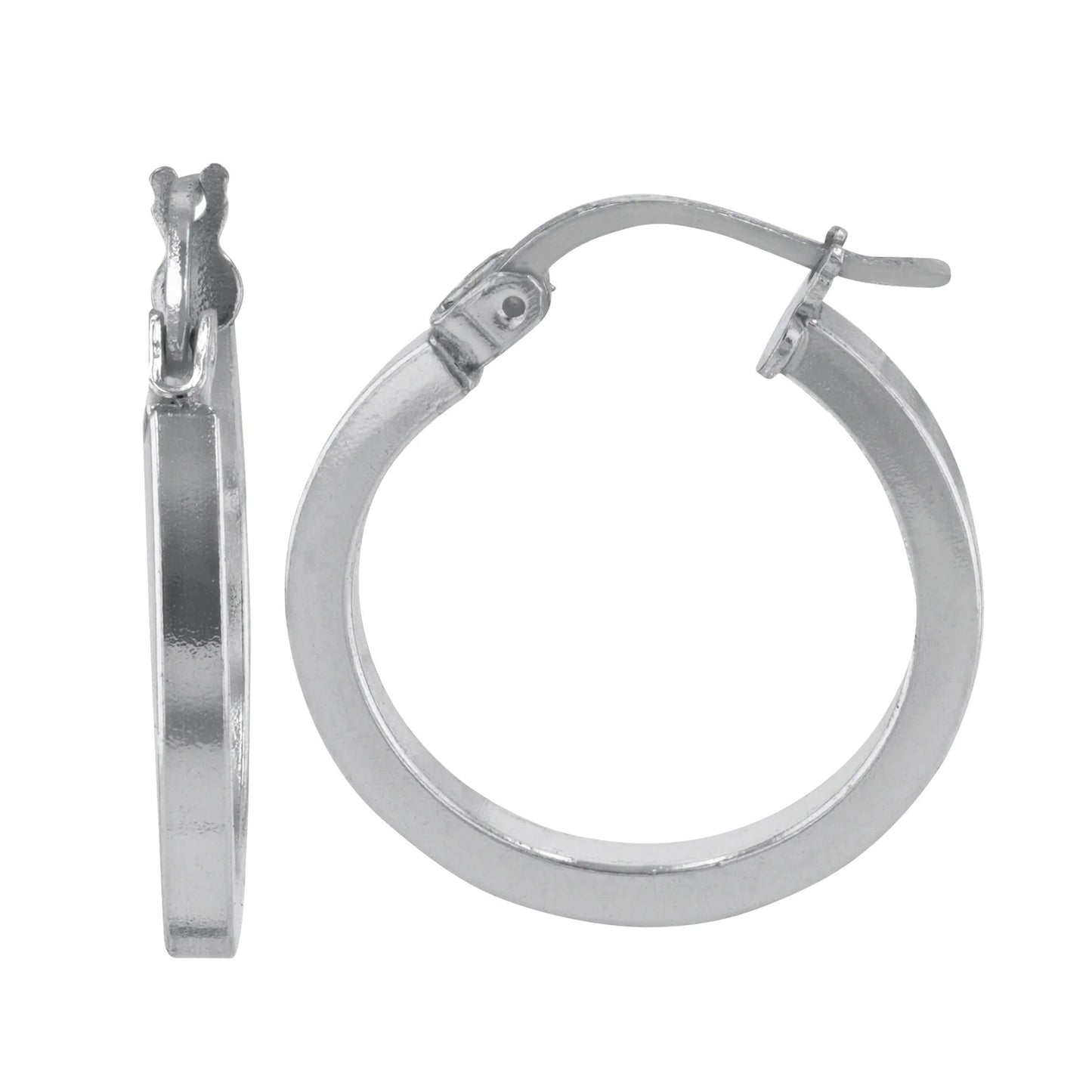 2x20mm Square Tube Polished Hoop Earrings
