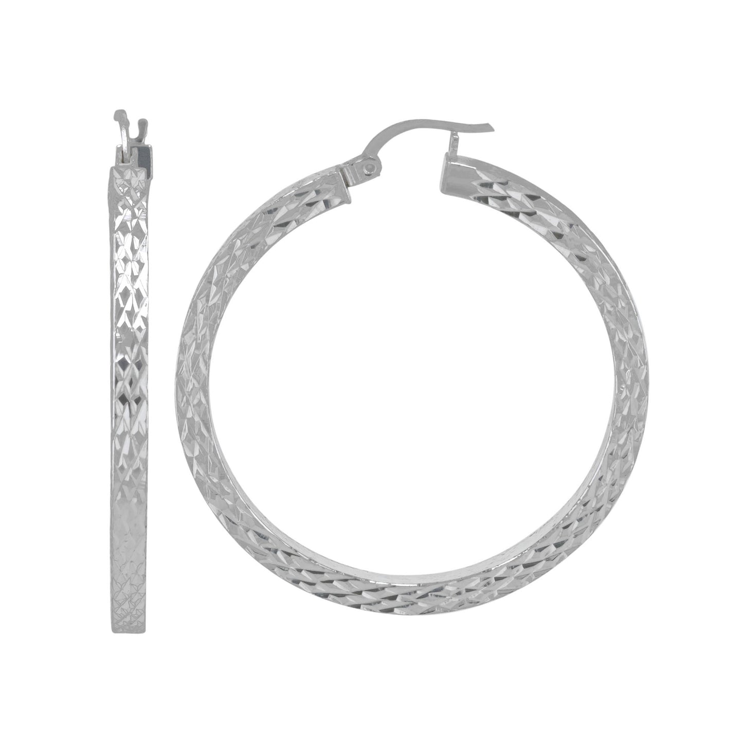 3mm x 30mm Square Round Diamond Cut Tube Earrings