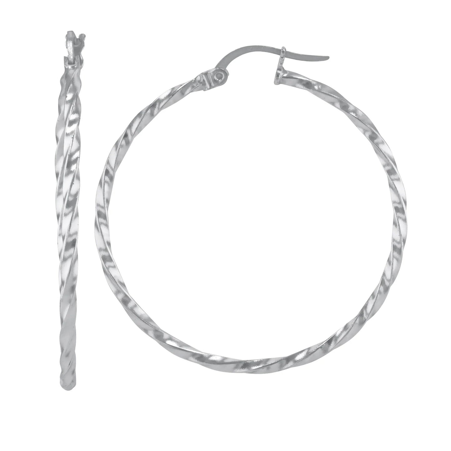 1.5mmx35mm Square Twisted Polished Earrings