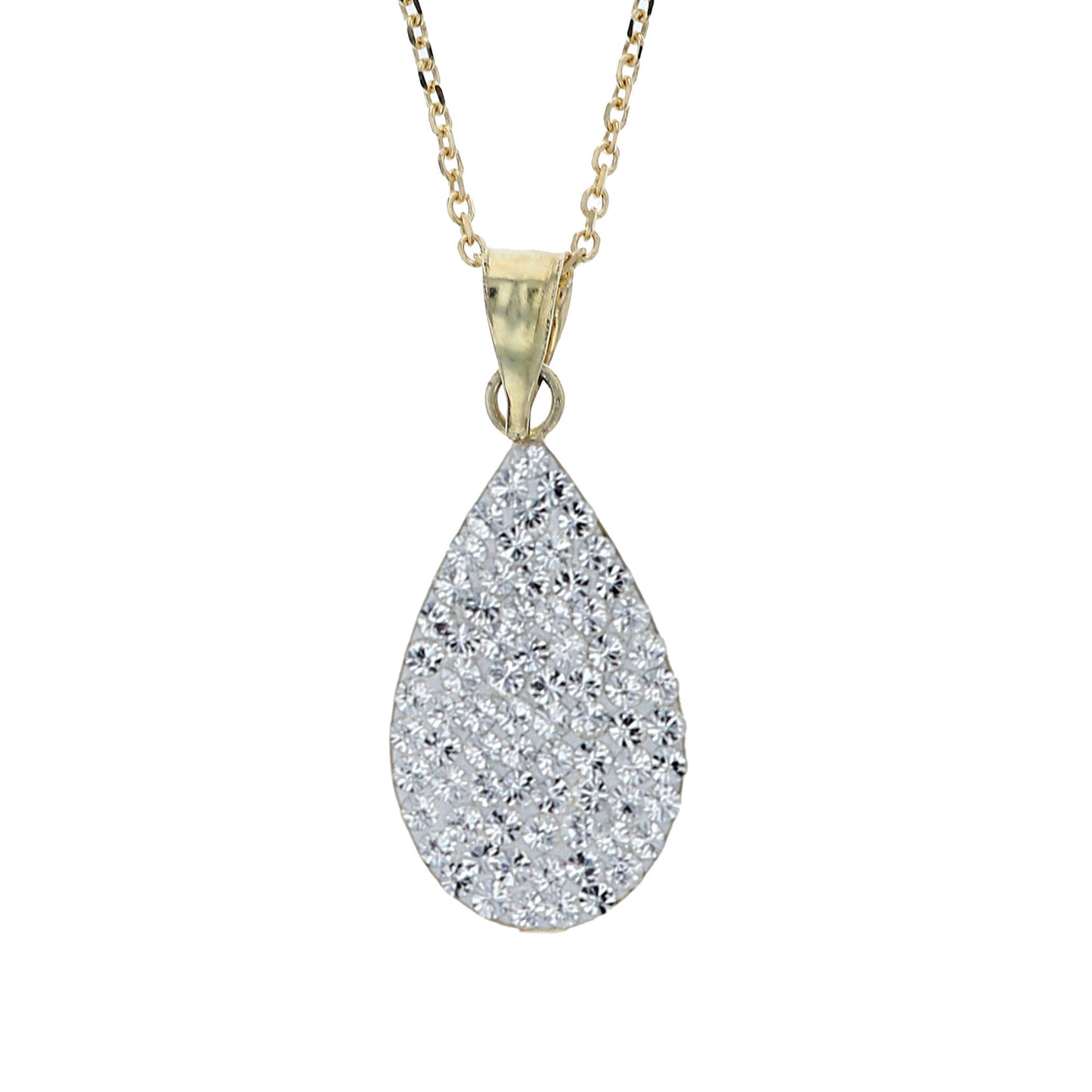 18KT Gold Plated Sterling Silver Double Tear Drop Bracelet with White Crystals