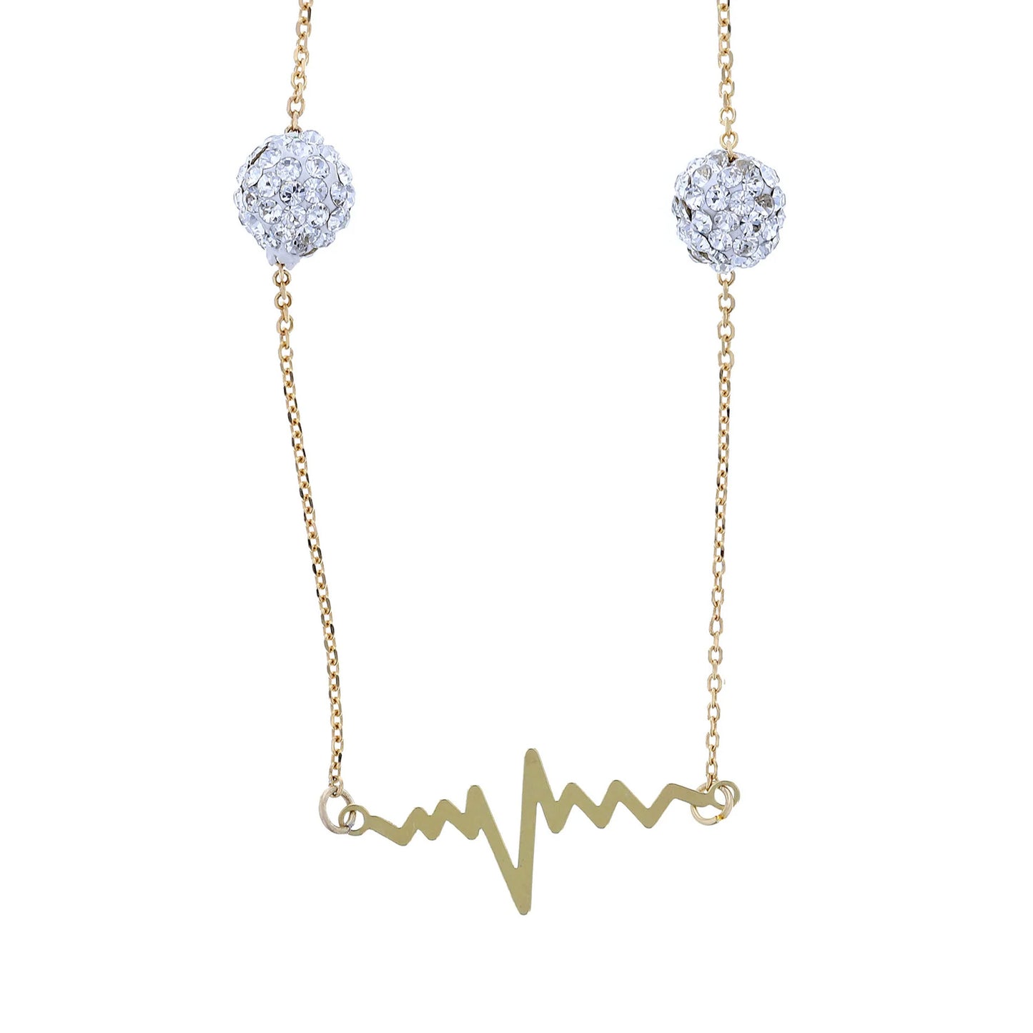 18KT Gold Plated Sterling Silver Wave Crystal Necklace with Open Heart