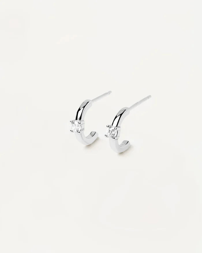 WHITE SOLITARY GOLD/SILVER EARRINGS