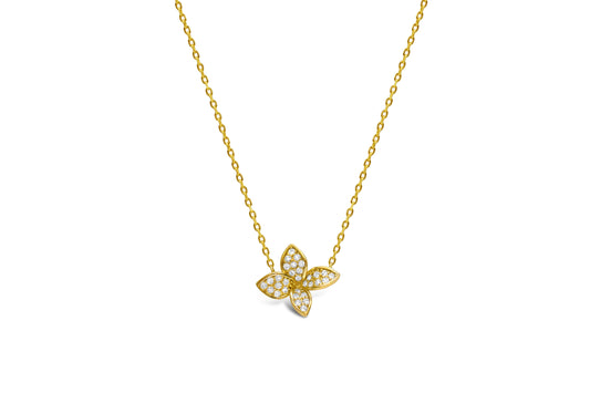 Pave CZ Petal Necklace