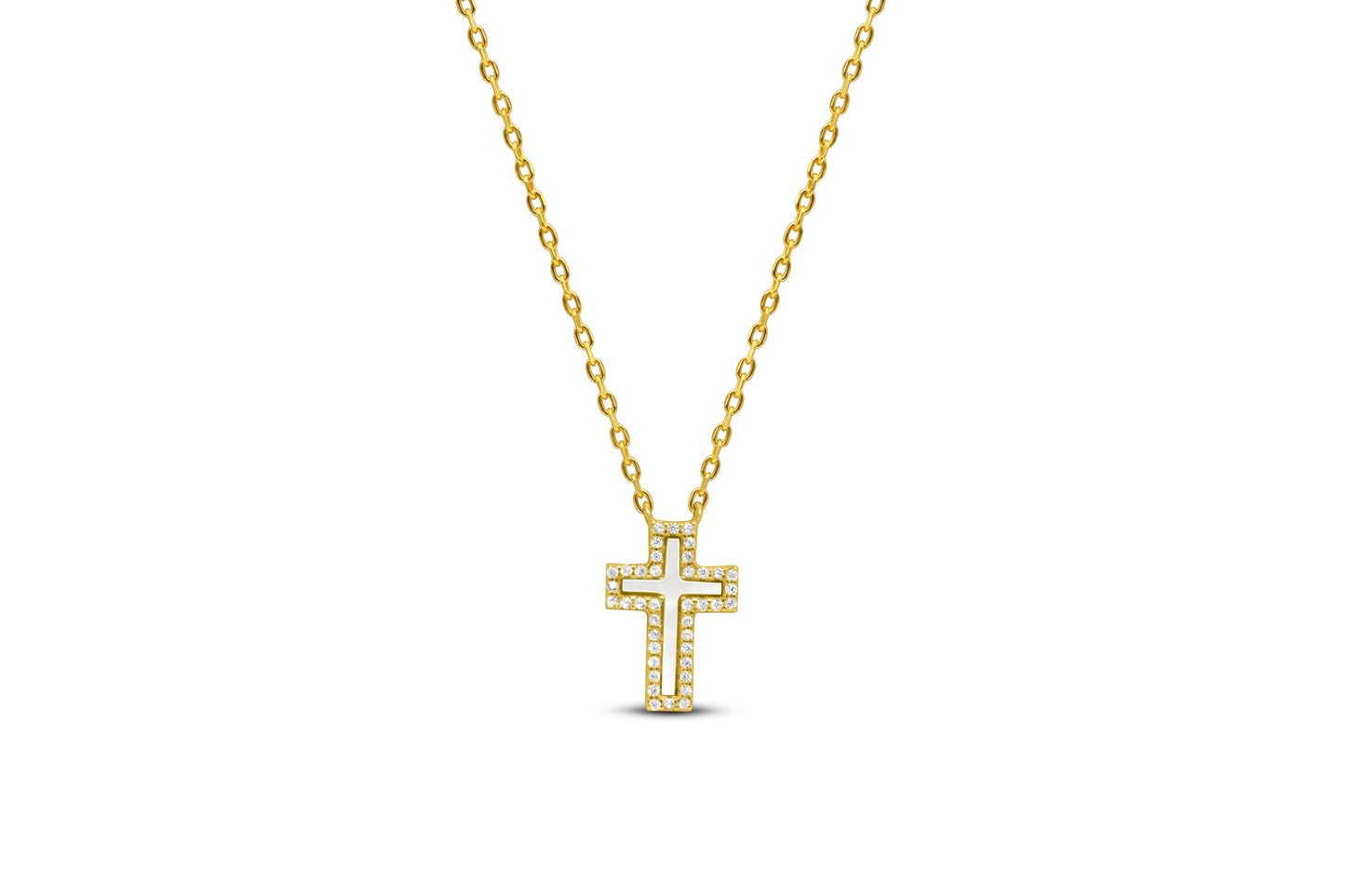 CZ Border Cross Necklace