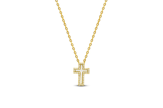 CZ Border Cross Necklace